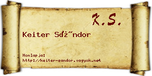 Keiter Sándor névjegykártya